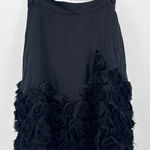 Talbots Black Silk 3D Rose Skirt SZ 4 Floral Chiffon Embellished Party Cocktail Photo 0
