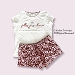Next  2-Piece Pajama Follow Your Dreams Top & Shorts Animal Print Size L NWT Photo 1