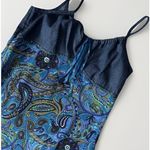 Faded Glory Vintage Blue‎ Jean Mixed Media Paisley Maxi Dress M Babydoll Empire Waist Y2K Photo 1