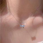 Blue Bow Necklace Silver Photo 4
