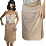 CELINE Paris Khaki pencil skirt with gold embellishments size 36 small Photo 1