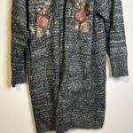Aratta Silent Journey Lady May Long Open Cardigan Sweater Embroidered Sequin S Black Photo 3