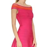 Herve Leger Off-Shoulder Cocktail Zoe Dress Pink Photo 2