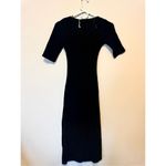 ZARA  BLACK Drape Short Sleeve Long Dress Fit To Body Size small NWOT Photo 3