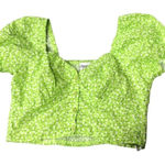 Princess Polly 231.  green floral puff sleeve crop top Sz 4 Photo 0