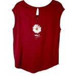 Desigual  Cabernet‎ Red Sleeveless Top Tee Sequins Question Mark Why? Size Large Photo 6