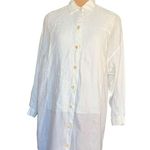 Vintage Linda Allard Ellen Tracy White Linen Tunic Button Photo 3