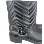 Gucci Quilted Double G Leather Moto Boots Black Ankle Booties Size 39 Photo 6