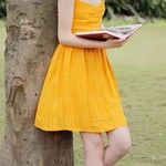 Urban Outfitters Bright Mango Yellow Halter Sundress Photo 0