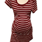 Heart & Hips Maternity  Burgundy and White Short Sleeve Striped Dress Size M Photo 0