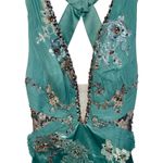 NEW Mandalay Lagoon Green Beaded Lace Mermaid Evening Gown Cocktail Dress Sz 10 Photo 2