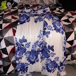 Windsor Long Blue and White Floral Prom Dress Photo 1