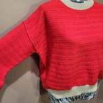 Vince Camuto  Edged Crewneck Sweater In Bright Cherry XS Photo 2