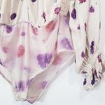 Free People Intimately  Floral Print Ruffle Lace Bodysuit Blouse Long Sleeves Photo 9