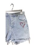 PacSun Shorts 90S Girlfriend Button Fly Denim Shorts Cut Off size 26 with heart Photo 3