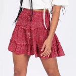 Princess Polly red floral print mini skirt size 0 women’s Photo 0