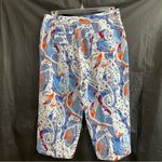 Chico's  2 Blue Paisley 100% Linen Capris Summer Vacation Resort Photo 4