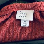 A New Day Rustie Red Front Tie Button-Up Long Sleeve Ribbed V-Neck Top | Size XL Photo 4