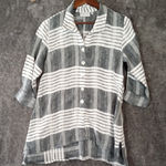 Habitat  Black and White Striped Button Up Blouse Linen Vacation Size XS Photo 0