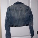 Hot Kiss Women’s Cropped  Blue Denim Jacket with Cream Lace Size: S Photo 1