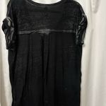 Free People  Beach Black Short Sleeve V-Neck Tee Photo 3