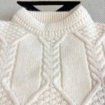 FRNCH  Paris Julia Cable Knit Cutout Back Sweater in Off White Creme Small Photo 7