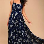 Lulus Lulu’s Memorable Night Navy Blue Floral Print Maxi Dress Sz.XS Photo 1