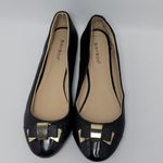 Bamboo  Lula Flat Black Faux Leather Bow Ballet Shoe Size 9 Photo 0