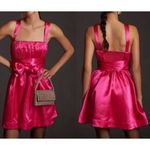 Anthropologie  Bow tie Satin Mini Dress Pink size 8 Photo 1