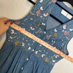 STONYBROOK Large Denim Embroidered Floral Vintage Button Front Midi Dress Women Blue Photo 5