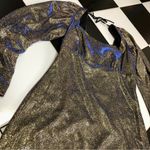 Nicole Miller NWT  Square Neck Mini Iridescent Glitter Black Gold Purple Cocktail Photo 4