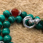URARTU Green Malachite and Red
Carnelian Sterling Silver Beaded Necklace Photo 3