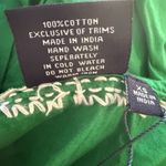 Madison Mathews NWOT Dress XS Kelly Green Embroidered Shift Cotton Kurti Slits Photo 8