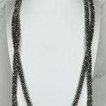 Metallic Silver Barrel Beaded Tassel Open Wrap Necklace Lariat ✨ Photo 0