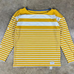 Talbots  Women’s Striped Boatneck Long Sleeve Top M Mustard Yellow‎ White Cotton Photo 0