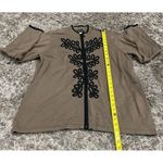 Bob Mackie Bob‎ Mackie Womens Sweater Size 1X Wearable Art Brown Embroidered Zip Up Photo 4