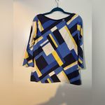 Lauren Ralph Lauren women’s‎ 3/4 sleeve boat neck shirt geometr blue yellow XL Photo 1