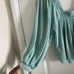 ASOS DESIGN Square Neck Top With Blouson Sleeve in Sage Photo 3