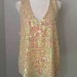 Anthropologie Moulinette Soeurs cream sequin v-neck tank top size 6 Photo 1