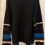 Diane Von Furstenberg  BLACK KNIT SWEATER DECORATIVE SLEEVE FUR LIKE TRIM ALLOVER Photo 8