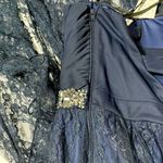 Speechless Strapless Formal Beaded Waist Navy Lace Dress Juniors Size 11 Photo 7