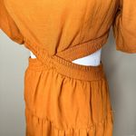 SheIn  Cut Out Tiered Mini Dress Size Small On or Off Shoulder Linen Like Photo 4