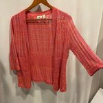 Cato Cute  peachy crochet scalloped trim open front 3/4 sleeve sweater cardigan Photo 0