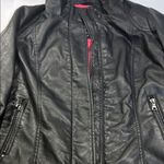 Black Faux Leather Jacket with Pink Lining Size L Photo 7