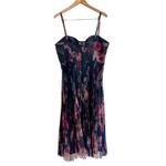 Lulus Alluring Invite Midnight Blue Floral Pleated Bustier Sleeveless Midi Dress Photo 13