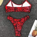 Amazon Red Snake Print High Hip Bikini Set Size Small Photo 2