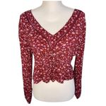 Aeropostale  Size Medium Red Floral Bohemian Style Top Photo 8