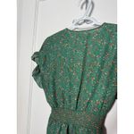 Max Studio Green Floral Ruffle Faux Wrap Short Sleeve Boho Top Blouse Medium Photo 1
