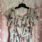 Lucky Brand  Blush Floral Print Off-The-Shoulder Flounce Midi Dress Photo 3