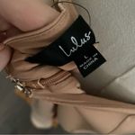 Lulus  Dress Maxi Its Fate Satin Sleeveless Halter Party Cocktail Nude Neutral Photo 8